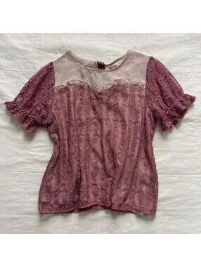 NWT axes femme pink lace bow detail corset look top Size medium